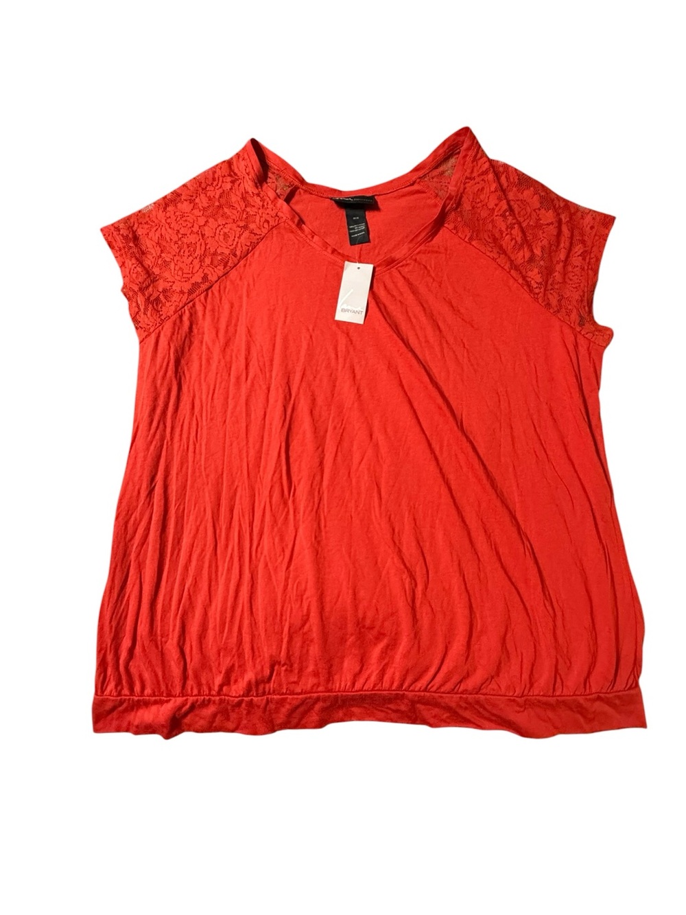 Lane Bryant Red Lace Cap Sleeve V-Neck Top Blouse Size 18/20 Plus Size